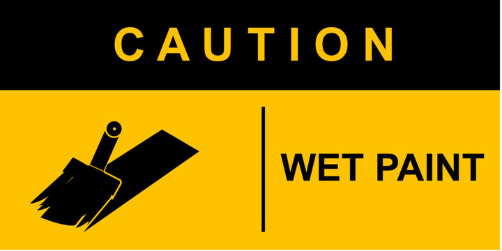 Caution sign wet paint. warning bar banner background vector design.