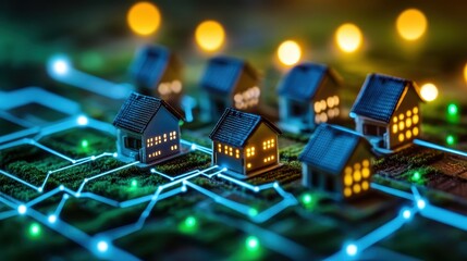 A rural village receiving internet access through satellite technology, focus on connectivity, vibrant, manipulation, scenic countryside backdrop