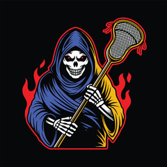 Grim Reaper with lacrosse stick vector