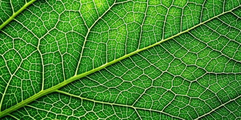 Fototapeta premium Extreme close up texture of green leaf veins, nature, plant, leaf, macro, botany, close-up, green, texture, detailed