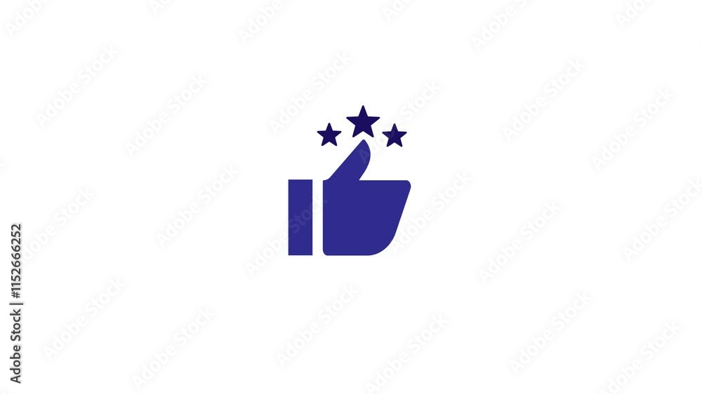 Poster three star rating animation with thumbs up up like. good feedback animation concept