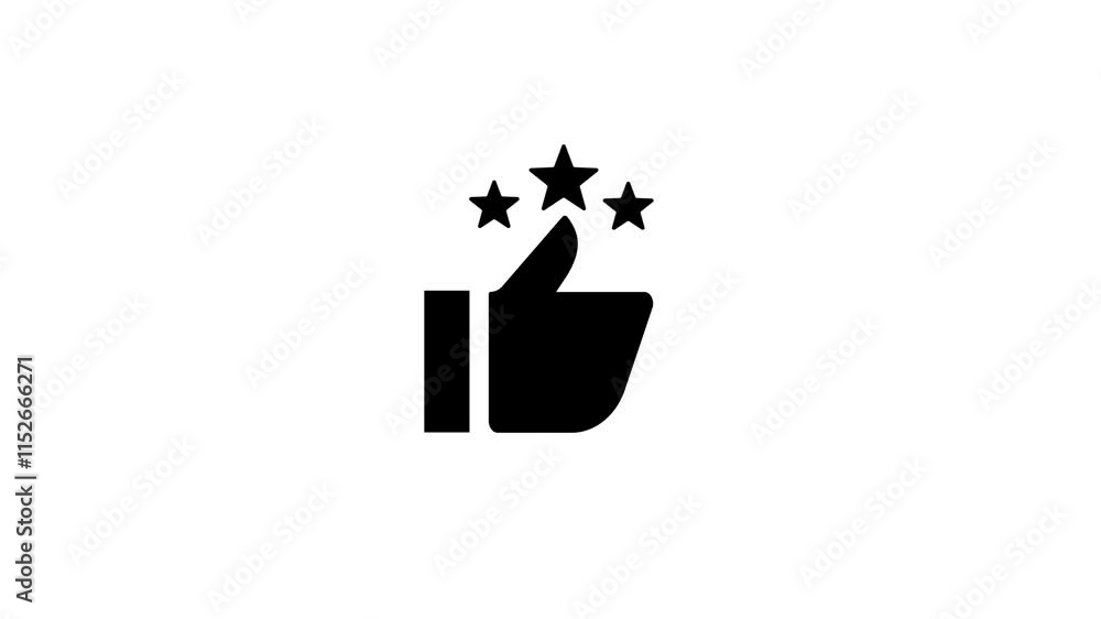 Poster three star rating animation with thumbs up up like. good feedback animation concept