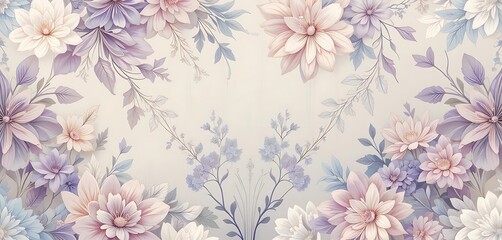 Elegant Pastel Flowers Botanical Floral Design