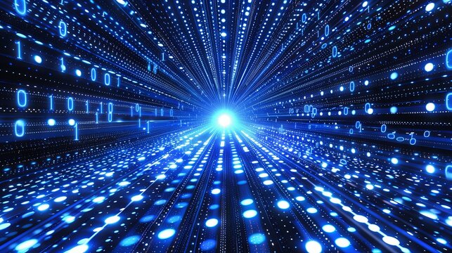 Binary Code Tunnel: A Digital Data Stream Visualization - Powered by Adobe