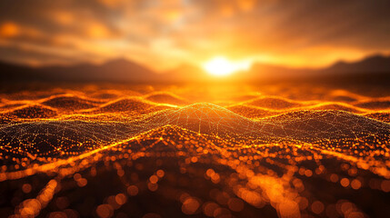 digital background symbolizing network abilities, technological processes, digital storage, science, and education, blending smooth curves and subtle chaos, representing modern digital transformation