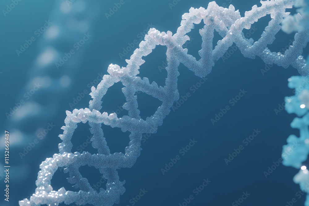 Poster microscopic view of a dna strand, double helix structure, genetic code.