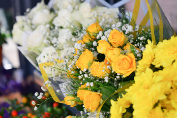 flower shop in istanbul, flower display for selling at street shop ,