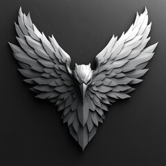 Fototapeta premium A stylized, three-dimensional eagle with intricate feather details.