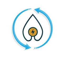 energy icon. water energy and twisting arrows. hydroelectric power plant. Collection of renewable energy, ecology and green electricity icons. mixed design style