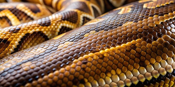Macro of natural snake skin python, wildlife, reptile, texture, scales, exotic, pattern, close-up, detail, colorful