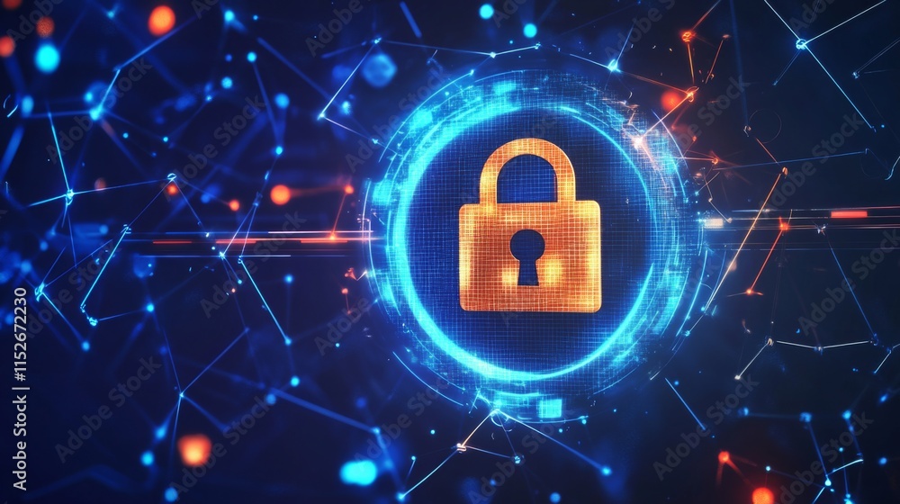 Poster abstract security concept with dynamic bright background