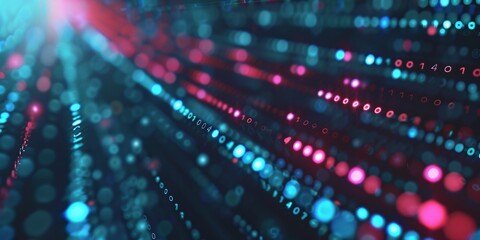 A technology-themed background adorned with binary digits.