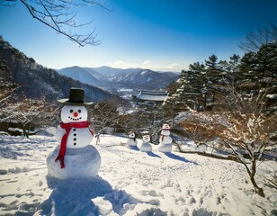 Obraz premium Landscape with snowmen