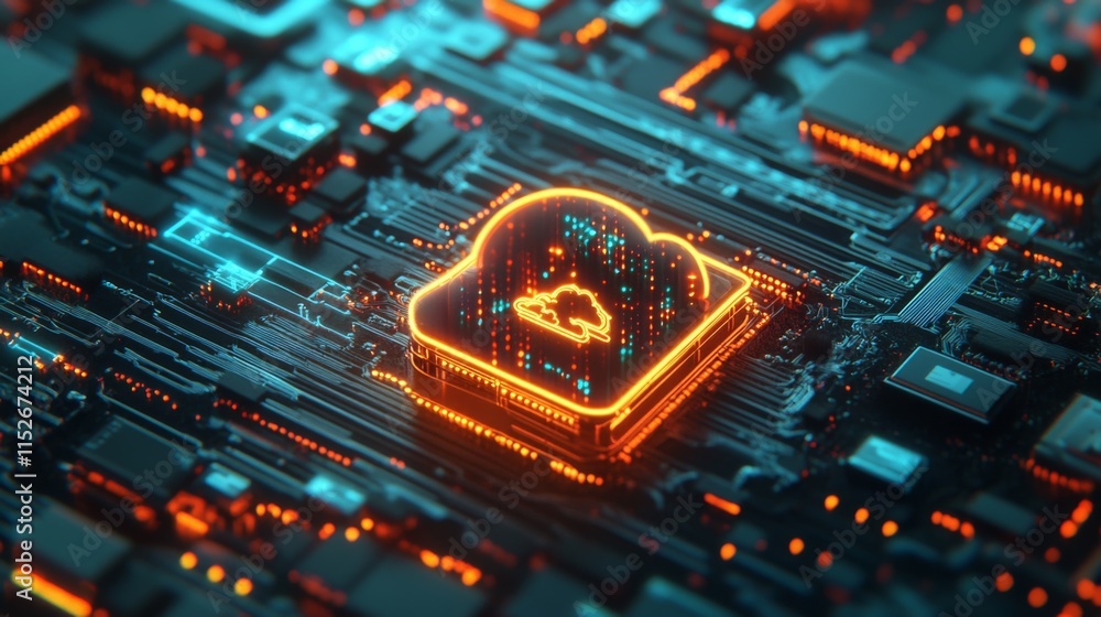 Poster cloud computing concept with soft light and clean background