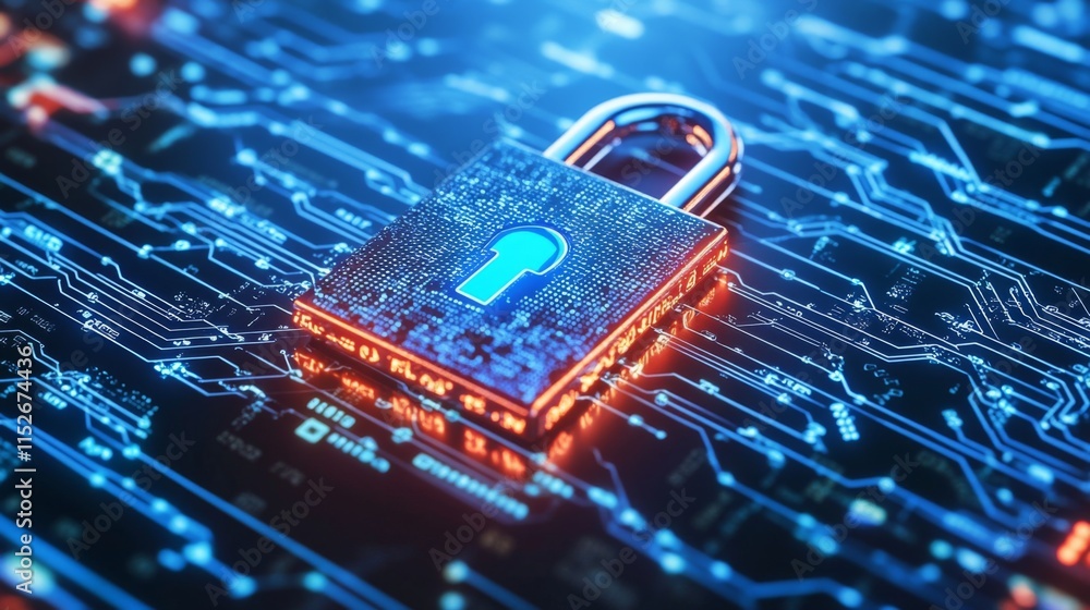 Poster digital authentication concept with abstract background