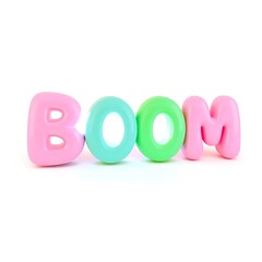 A playful and colorful 3D typography design featuring the Nice Word