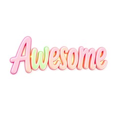 A playful and colorful 3D typography design featuring the Nice Word