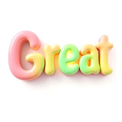 A playful and colorful 3D typography design featuring the Nice Word