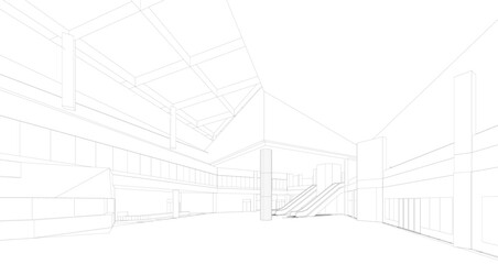 3d wireframe of building. sketch design.Vector