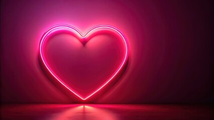 Glowing red neon heart with soft pink glow on Valentine's Day background, valentine's day, sweet,  valentine's day, sweet, neon heart