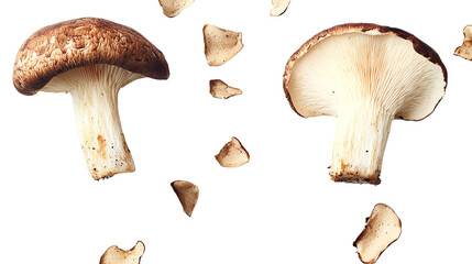 Fresh whole porcini mushrooms, cut out. Perfect for culinary and commercial design.
