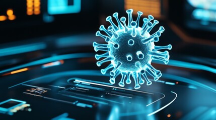 High Contrast Tech Overlay of Virus in Clean Background