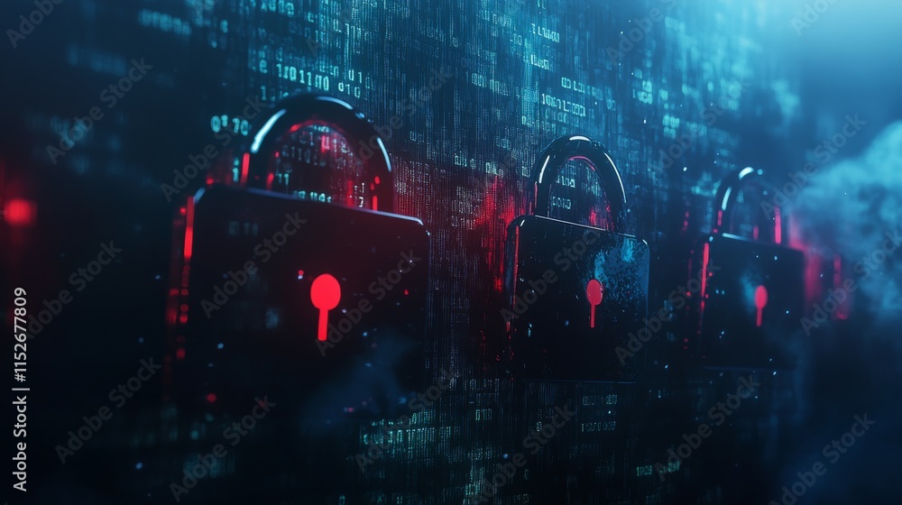 Poster minimalist security tech concept with soft light overlay