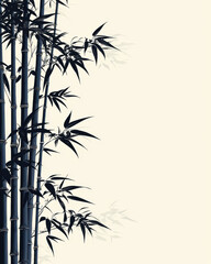 Obraz premium serene illustration of bamboo stalks growing against light background