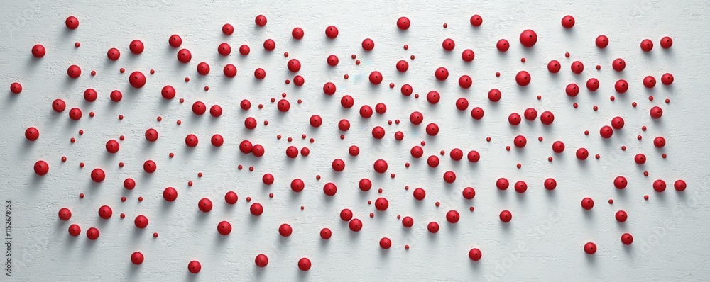 Poster a pattern of red and pink dots scattered uniformly across a light background, creating a vibrant, te
