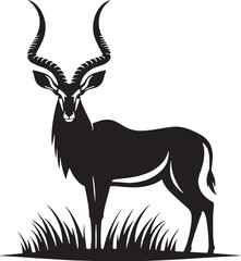 Antelope Silhouette line art vector illustration on white background