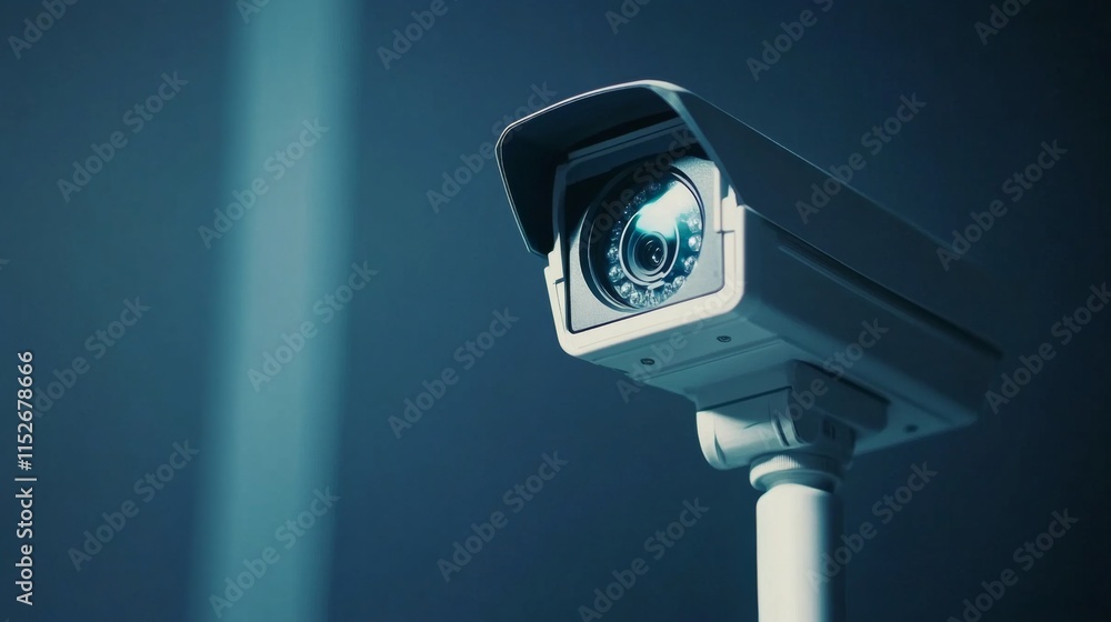 Poster modern security camera in minimalist setting