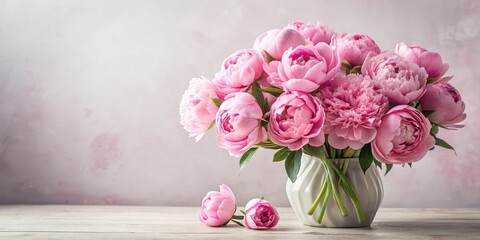 Fototapeta premium beautiful pink peony flowers bouquet in vase , gorgeous pink peonies in a elegant vase, flower bouquet