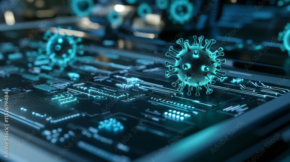 Poster realistic software display with isolated details