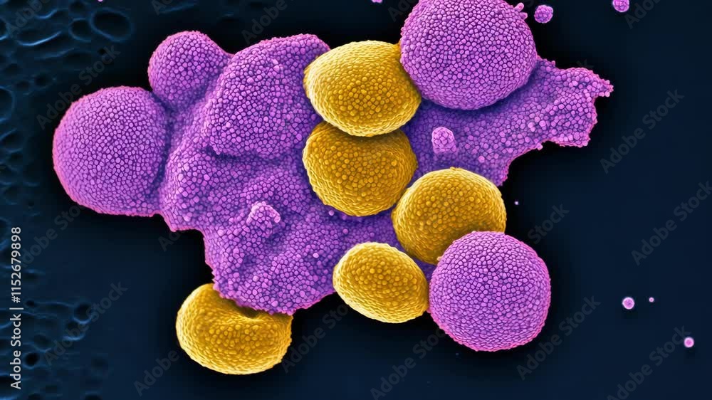 Aufkleber microscopic view of bacteria showcasing distinct coloration and structure in a laboratory setting