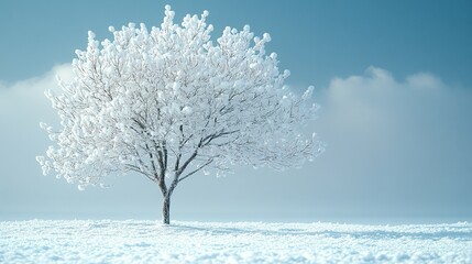 Nature's Beauty: Leafless Tree with Complex Branches in a Cold Winter Setting