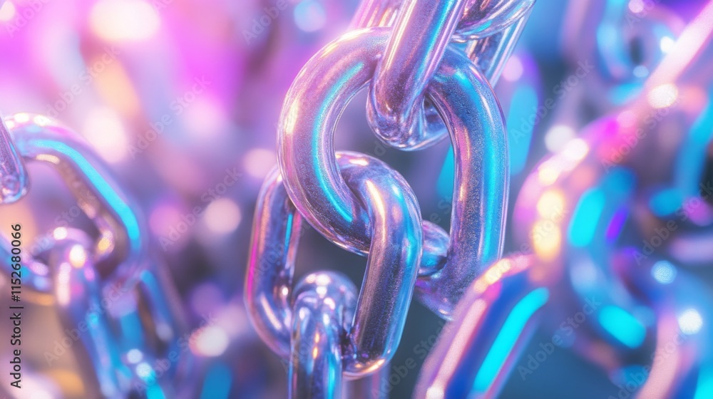 Poster soft 3d chains on clean background with light effects