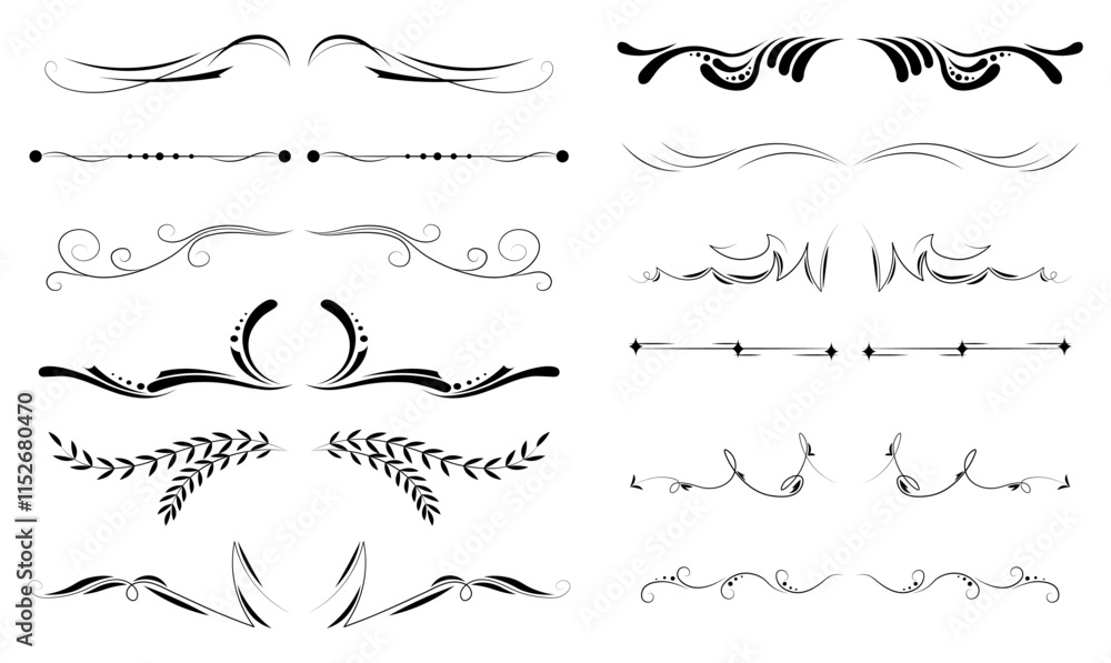 Aufkleber decorative dividers set. patterns and ornaments for book page decorations. pack of calligraphic vign
