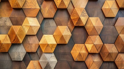 Wooden Hexagon Pattern Wall