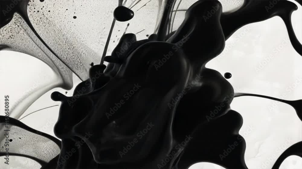 Poster black ink fluid dynamics abstract patterns and movement in water showcase artistic contrast and crea