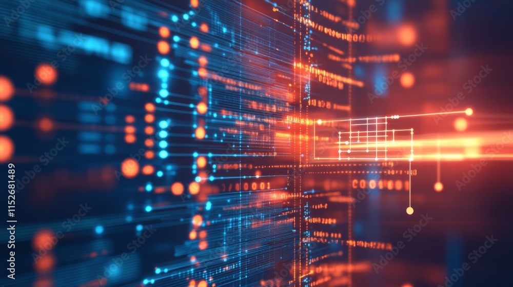 Poster abstract computing chips in digital studio lighting