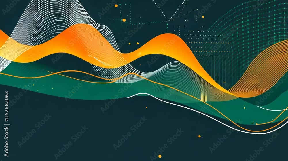 Poster bright abstract waves with patterns create a vibrant digital artwork for modern design