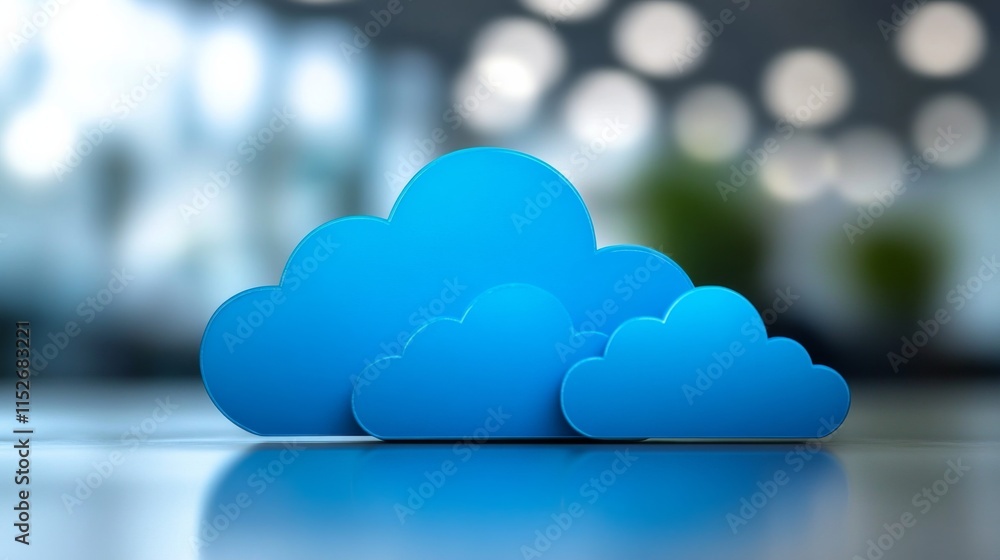 Poster cloud icons with diffused lighting on simplified background