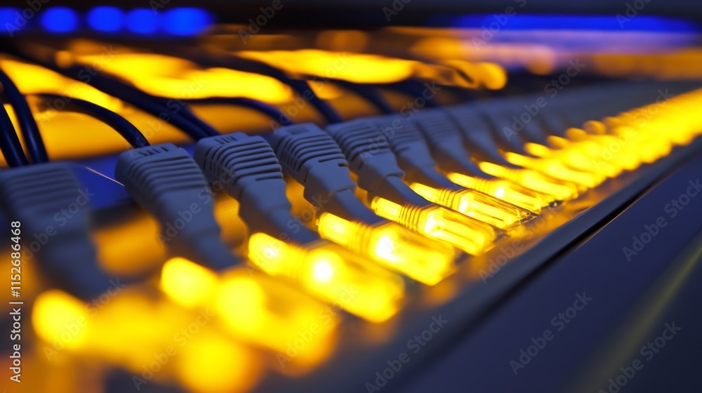 Aufkleber ethernet cables in tech lab with soft lighting