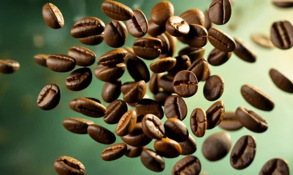 coffee beans flying