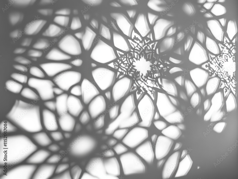 Poster Intricate shadows cast by a decorative design, creating a delicate pattern on a surface.