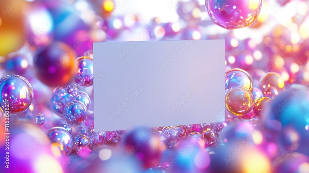 Poster A colorful abstract background with bubbles and a blank space for text or graphics.