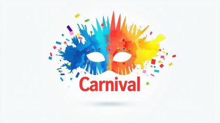 Vibrant carnival mask artwork and colorful confetti celebration