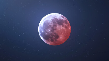 Fototapeta premium Lunar eclipse depicted in a 3d cartoon rendering occurring when the moon moves behind the earth blocking sunlight from reaching it. Eclipser. Illustration
