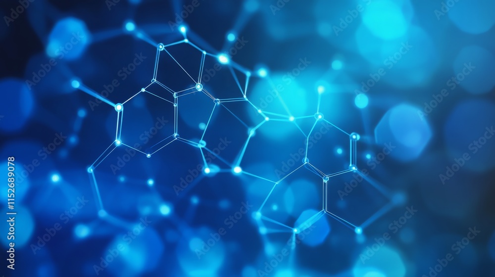 Poster interlocking hexagons in focused light background