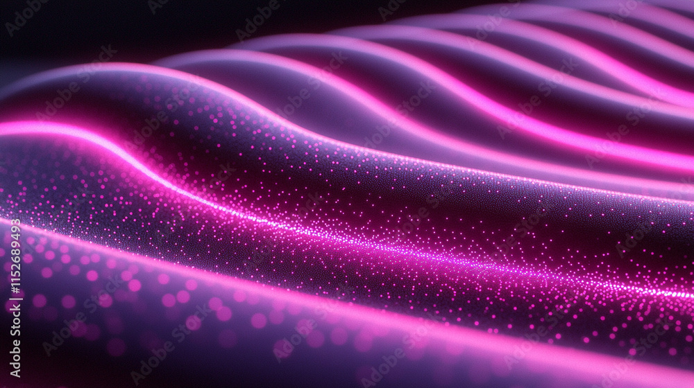 Poster modern digital abstract 3d background with flowing lines and shapes symbolizing technological proces